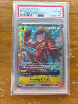 2025 One Piece EN Monkey D. Luffy PSA 10 GEM Illustration Box Vol. 3 FULL ART SR - Image 3