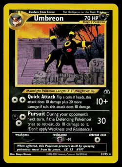 Pokemon Card Neo Discovery Umbreon 32/75 Rare - Image 1
