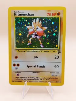 Hitmonchan Base Set 2 Holo Rare 8/130 Pokemon Card - WOTC 2000 SWIRL - Image 1