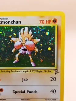 Hitmonchan Base Set 2 Holo Rare 8/130 Pokemon Card - WOTC 2000 SWIRL - Image 2