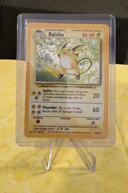 Pokemon TCG 1999 WOTC Base Set Raichu Holo Rare Card 14/102 - Image 1
