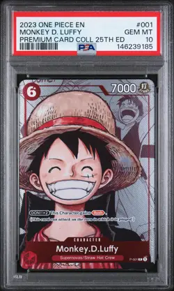 2023 ONE PIECE PREMIUM CARD COLLECTION 25TH EDITION #001 MONKEY D. LUFFY PSA 10 - Image 1