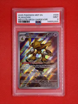PSA 9 MINT Alakazam 009 ETB Mega Evolution Promo Pokemon Card - Image 1