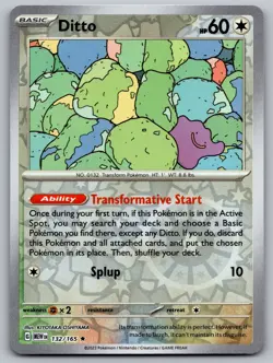Ditto 132/165 Pokemon Card 151 Mew EN Reverse Holo - Image 1