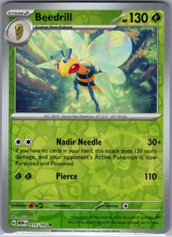 Beedrill 015/165 Reverse Holo SV: Scarlet & Violet 151 - Pokemon Card - NM - Image 1
