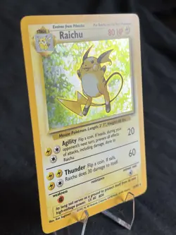 Pokemon TCG Raichu 14/102 Holo Card Base Set Unlimited Holo Rare, LP/NM - Image 3