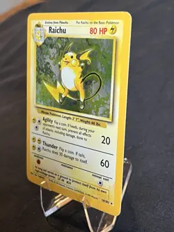 Pokemon TCG Raichu 14/102 Holo Card Base Set Unlimited Holo Rare, LP/NM - Image 4