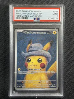 Pokemon Card PSA 9 MINT Pikachu Grey Felt Hat Van Gogh S&V Promo 2023 #085 - Image 1