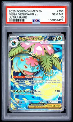 2025 Pokemon Mega Evolutions - Mega Venusaur Ex Ultra Rare No. 155 PSA 10 - Image 1