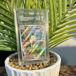 Pokemon Meowth TAG Graded Illustration Rare Holo Phantasmal Flames 110/094 2025 - Image 1
