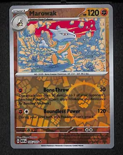 Marowak 105 Rare Pokemon 151 165 Reverse Holo 2023 - Image 1