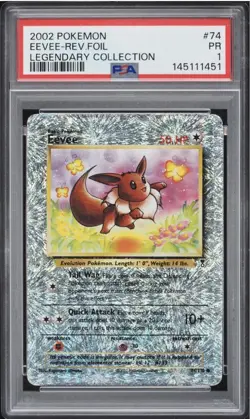 2002 POKEMON LEGENDARY COLLECTION 74/110 EEVEE REVERSE FOIL - PSA 1 - Image 1