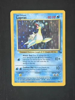 Pokemon Lapras 10/62 Holo Fossil Unlimited WOTC 1999 LP Vintage Holo Rare - Image 1
