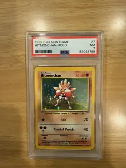 1999 Pokemon Base Hitmonchan Holo 7/102 PSA 7 NM - Image 1