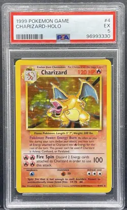 1999 POKEMON BASE SET UNLIMITED #4 CHARIZARD-HOLO PSA 5 - Image 1