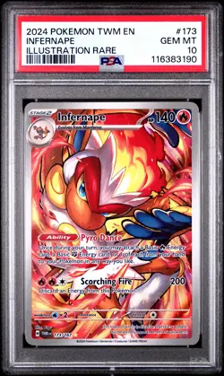 2024 POKEMON TWM EN-TWILIGHT MASQUERADE ILLUSTRATION RARE #173 INFERNAPE PSA 10 - Image 1