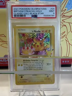PSA 9 Birthday Pikachu Holo #24 Celebrations Classic Pokemon 2021 Authentic - Image 1