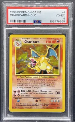 1999 Pokemon Charizard Holo Base Set Unlimited 4/102 -PSA 4 - Image 1