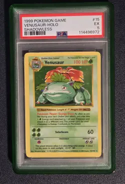 1999 POKEMON BASE SET SHADOWLESS #15 VENUSAUR-HOLO PSA 5 - Image 1