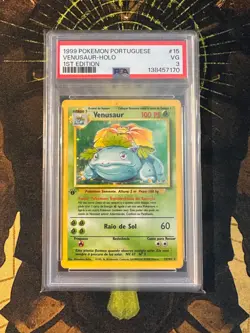 Pokemon Portuguese Venusaur 15/102 Base Set 1st Edition Holo Vintage PSA 3 - Image 1