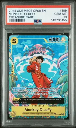 PSA 10 2024 ONE PIECE OP08 MONKEY D. LUFFY TREASURE RARE OP07-109 - Image 1