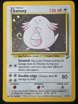 Chansey 3/130 Base Set 2 Holo Rare Pokemon Card - MP Swirl - Image 1