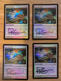 MtG *FOIL* Signed Path to Exile x4, FNM Promo, German, Near Mint - Image 1
