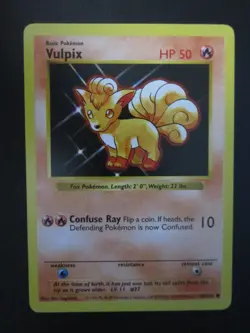 VULPIX BASE SHADOWLESS POKEMON CARD 68/102 NEVER PLAYED COND NM- - Image 1