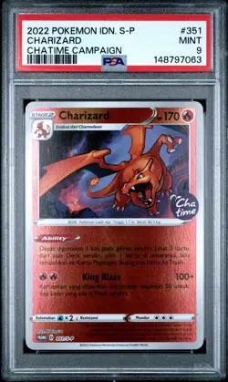 2022 POKEMON INDONESIAN S PROMO CHATIME CAMPAIGN #351 CHARIZARD PSA 9 - Image 1