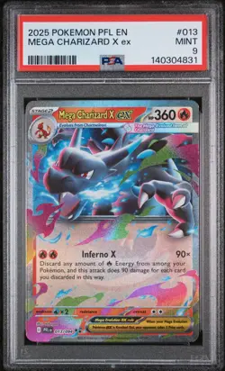 2025 POKEMON PFL EN-PHANTASMAL FLAMES #013 MEGA CHARIZARD X EX PSA 9 - Image 1