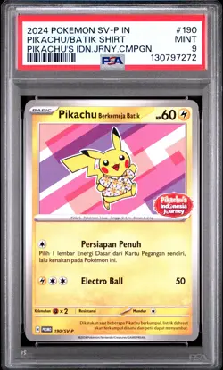 Pikachu In Batik Shirt 190 Pikachu's Indonesia Journey Campaign Pokemon PSA 9 - Image 1