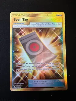 Pokemon Card Spell Tag 235/214 Gold Secret Rare S&M Lost Thunder Series - Image 1