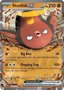 Stunfisk ex 114/217 Holo Double Rare Pokemon ME: Ascended Heroes NM - Image 1