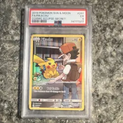 Pokemon TCG Pikachu Secret Rare Holo 241/236 SM Cosmic Eclipse PSA 5 - Image 1