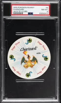 1999 POKEMON RUMMY JACK OF CLUBS #6 CHARIZARD PSA 8 - Image 1