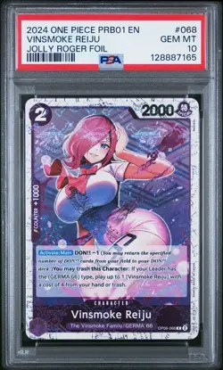 PSA 10 ONE PIECE #068 VINSMOKE REIJU JOLLY ROGER FOIL PREMIUM BOOSTER PRB01 068 - Image 1