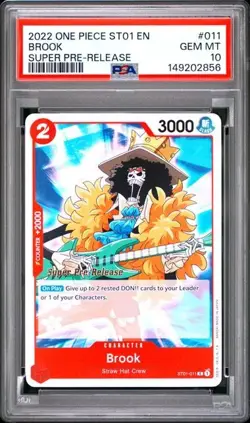 2022 ONE PIECE SUPER PRE RELEASE ST01-011 BROOK PSA 10 GEM MINT - Image 1