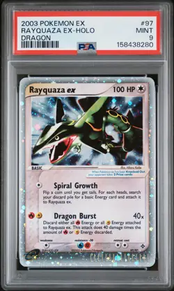 2003 POKEMON EX DRAGON #97 RAYQUAZA EX-HOLO PSA 9 - Image 1