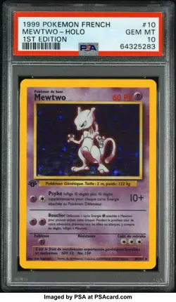 WoTC Mewtwo #10 Holo PSA 10 French 1st Edition 1999 Pokemon Base Set Pop 25 Rare - Image 3