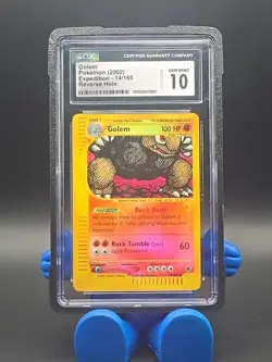 Pokemon TCG Golem Card 14/165 Reverse Holo Rare Expedition E Reader CGC 10 - Image 1