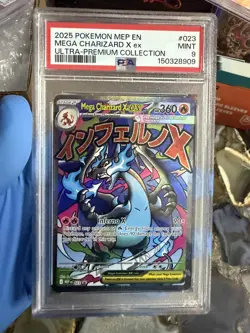 🔥Pokemon MEP EN 2025 Mega Charizard X EX Ultra Premium #023 PSA 9 MINT🔥 - Image 1
