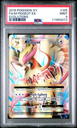 2016 POKEMON XY EVOLUTIONS #105 FULL ART/M PIDGEOT EX PSA 9 - Image 1