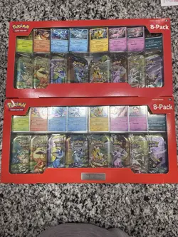 Pack Of 2 Pokemon Prismatic Evolutions Costco 8 Mini-Tin Bundle W/BOX FLAWS - Image 1