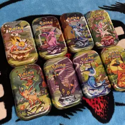 Pokemon TCG Empty Prismatic Evolutions Mini Tins Art Set Bundle X 8 Tins - Image 4