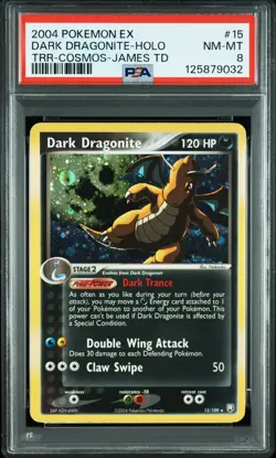 2004 POKEMON EX TEAM ROCKET RETURNS #15 DARK DRAGONITE-HOLO PSA 8 - Image 1