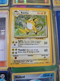 Pokemon Base Set Holo Raichu 14/102 Wizards of the Coast 1999 Card Light Play - Image 1