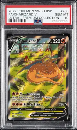 2022 POKEMON SWSH BLACK STAR PROMO #260 FULL ART/CHARIZARD V PSA 10 - Image 1