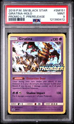 2018 POKEMON SM BLACK STAR PROMO LOST THUNDER PRERELEASE GIRATINA-HOLO PSA 9 - Image 1