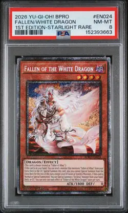 YUGIOH 1ST BPRO-EN024 FALLEN OF THE WHITE DRAGON STARLIGHT PSA 8 NM #152393663 - Image 1