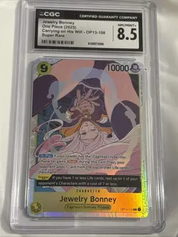 One Piece CCG Jewelry Bonney Carrying On His Will CGC 8.5 Graded Super Rare - Image 1